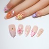 10Pcs Handmade Reusable Almond press on nails | Misty Floral
