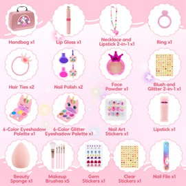 KidsCare Kids Makeup Kit for Girl, Washable Kids Makeup Toy Kit, Real Makeup for Kid Little Girls, Birthday Gifts for 3-12 Year Old Girls