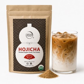 Matcha Moon Polvo Hojicha Orgánico - Té Verde Matcha Tostado - Origen Japonés - Sin Azúcar, Bajo En Cafeína - Uji Kioto, Japón - Bolsa Resellable De 100 G