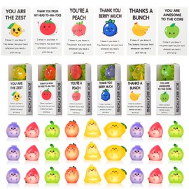 Cinnvoice 48 Sets Mini Luminous Resin Appreciation Gift Box Breathing Gift Bulk for Coworker Emotional Mental Health Care Support Gift for Team, Tomato, Green Apple, Blueberry, Peach, Banana, Lemon