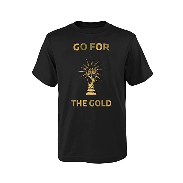 Outerstuff Mens FIFA World Cup Go for The Gold Short Sleeve Tee, Black, Medium