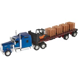 Die-Cast Truck Replica - W900 Flatbed with Forklift, 1:32 Scale, Model# SS10263A