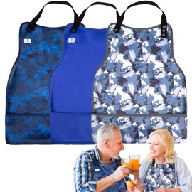 ZINGTERRA Adult Bibs with Crumb Catcher,3Pack Adjustable Bibs for Eating,Waterproof Washable Men Clothing Protectors,Reusable Large Feeding Bib for Women Elderly Seniors