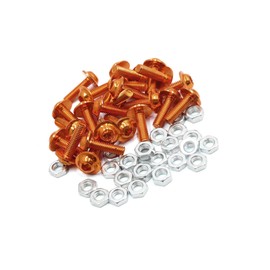 Partuto 25pcs M6 Orange Aluminum Alloy Head Motorcycle Bolts Screws Nuts Replacement