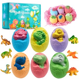 Bath Bombs for Kids - XL Dino Eggs Bath Bomb with Surprise Toys Inside, Kids Bath Bomb Gift Set, Natural Bubble Bath, Dinosaur Bathbombs Birthday Gift for Boys Girls