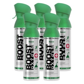 Boost Oxygen Medium Natural 5L Canister | Respiratory Support for Aerobic Recovery, Altitude, Performance & Health (5 Pack)
