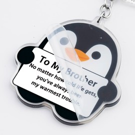 Uerifr Best Brother Gifts from Sister Birthday Gifts for Brother Adult Acrylic Penguin Keychain Gift for Brothers Sibling Big Brothers Gift for Christmas Stocking Stuffers for Men