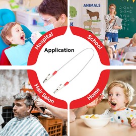 5pcs Bib Holder Clips, Fixed Stable Colorful with Flexible Steel Ball Chain Dental Bib Clips Dental Bib Holder for Kids and Adults Silver