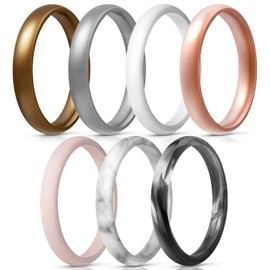 Egnaro Engagement Rings Women, Thin and Stackable Rings Silicone Women Wedding Bands，Rubber Promise Rings for Gift, Anniversary Ring for Work Out- 2.5mm Width - 1.8mm Thick