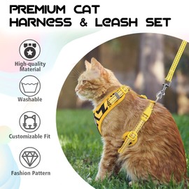 Cat Harness and Leash Set Stylish Escape Proof Cat Vest Harness Adjustable Breathable Pet Harness with Reflective Trim Step-in Cat Leash and Harness for Cats Puppies
