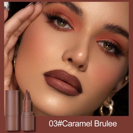 Erinde 2-in-1 Gradient Lip Liner and Lipstick Lip Combo Set, Matte Nude Dark Brown Red Lip Liner Creamy Lip Pencil Crayon, High Pigmented Long lasting Lipstick Makeup, 03# Caramel Brulee