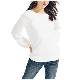 Nautica Women's Classic Soft Cotton Boat Neck Sweater, Marshmallow, Medium