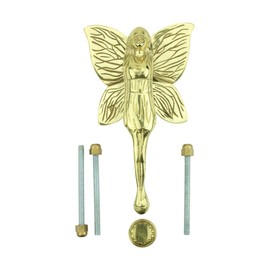Renovators Supply Manufacturing Brass Door Knockers for Front Door 7 in. Flower Fairy Polished Brass Door Knocker with Mounting Hardware