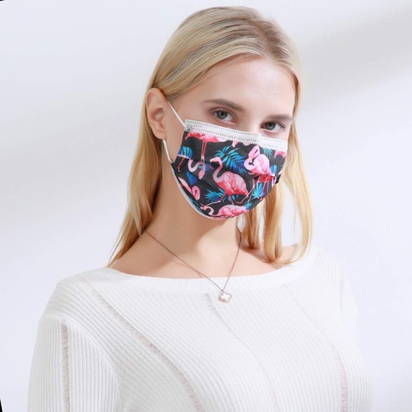 Disposable Face Masks 3-Ply Breathable & Comfortable Filter Safety Masks，flamingos Outdoor Protective Nose & Mouth Coverings with High Filtration and Ventilation Security (50 pack, black)