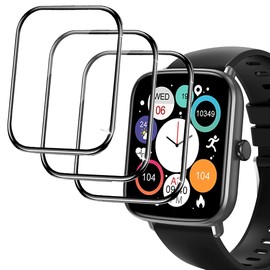 Compatible with NZKEEYZI Smartwatch Screen Protector, [3 Pack] Sahouden Full Coverage PET 3D Clear Film Compatible with NZKEEYZI L20/YIYEBFU L20/Aukire L20 Smartwatch (Black-3 PACK)