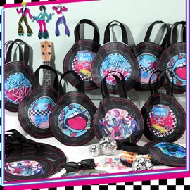 Sweetude 24 Pcs 1950s Rock Music Party Favors Bags Vinyl Records Non-Woven Reusable Candy Goodie Gift Treat Bags with Handles for 1950s Rock and Roll Music Birthday Party Supplies Decorations