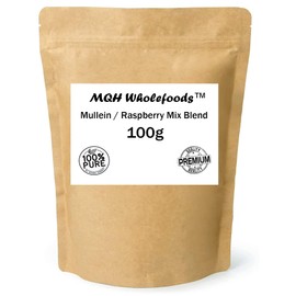 MQH Wholefoods™ Mullein/Raspberry Leaf Mix Herbal Tea Decaf Choose From 50+ Varieties Single And Mixed Blends (100g Mullein Leaf/Raspberry Leaf Mix)