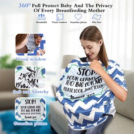 Metplus Stretchy Infant Car Seat Canopy, Metplus Baby Carseat Cover, Soft Nursing Breastfeeding Cover, Multi Use Newborn Carrier/Stroller/Shopping Cart, Boy Girl Shower Gift - No Touch Sign