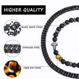 GBTBYS 2 PCS To My Man Bracelet Confirmations Gift for Him Mens Stainless Steel Bracelets Religious Christian Baptism Cross Bracelet for Men Anniversary Birthday Easter Basket Gift for Him(21CM)