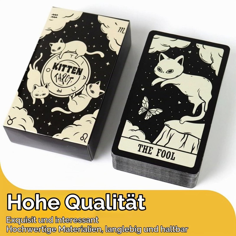 NOPKESV Cat Tarot Cards with Meanings, Keywords, Elements, Planets, Chakras,