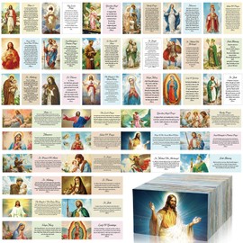 180 Pcs Catholic Mass Prayer Cards Assorted Holy Cards with Catholic Saints and Prayers Gifts for Women Men St Benedict, St Jude, Saint Christopher, Holy Family, Undoer of Knots, Divine Mercy