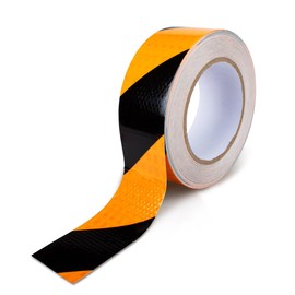 Innfeeltech Reflective Twill Warning Tape, 50 mm x 25 m, Night Reflection Twill Tape, Yellow and Black, Pack of 1