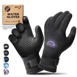 BPS 3mm Neoprene Diving Gloves with Anti Slip Palm - Full Finger Gloves for Scuba Diving, Snorkeling, Surfing, Paddleboarding, and Other Water Sports - for Kids and Adults (Black/Lilac Grey, Large)…