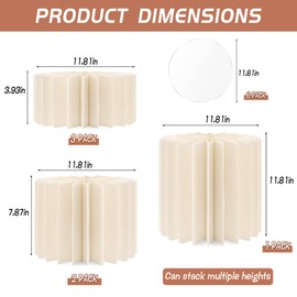 EYUNSTAR 6-Pack Foldable Buffet Risers with Acrylic Tops, Multi-Height Cylinder Pedestal Stands for Dessert Table Display, White Food Risers and Stands for Parties, Catering & Events