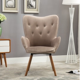 Roundhill Furniture Doarnin Contemporary Silky Velvet Tufted Button Back Accent Chair, Chocolate
