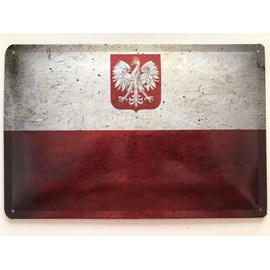 Tin Sign 20 x 30 cm Domed Poland Poland Flag Retro Vintge Decorative Gift Sign