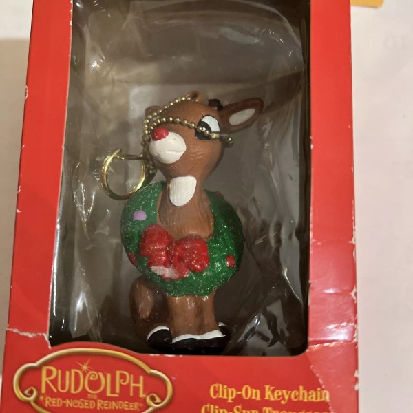 Mantis Rudolph With Wreath Kurt Adler Clip-On Keychain Ornament Minifigure