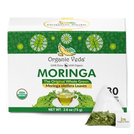 Organic Veda Moringa Tea (2.5g Pyramid Bags)- The Real Green Native Moringa Oleifera Leaf, Premium Harvest, Gentle Dried Leaves with Vitamins, Antioxidants - Caffeine Free, Herbal Tea Bags 30 ct