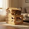 25 Inch Two Level Cardboard Cat Scratcher House, 2-in-1 Multi-Level