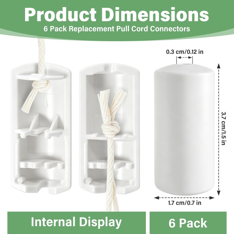 Breakaway Blind Cord Condensers, 6 Pack Replacement Pull Cord Connectors