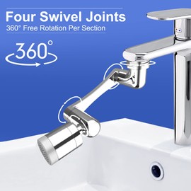 2 Pack 1440° Swivel Multifunctional Robotic Arm Faucet Extender, Large-Angle Rotating Splash Filter Faucet Aerator for Kitchen and Bathroom Sink, Kitchen Extension Faucet, 2 Water Outlet Modes