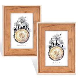 2 Pack 5x7 Picture Frame, Wall Mount Wooden Photo Frame Glass Gifts for Wedding Friends Family, Table top Stand Frame & Wall Frame,Desktop Display