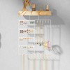 Lolalet Hanging Jewelry Organizer with Wood Shelf, 6-Tier Wall Mount