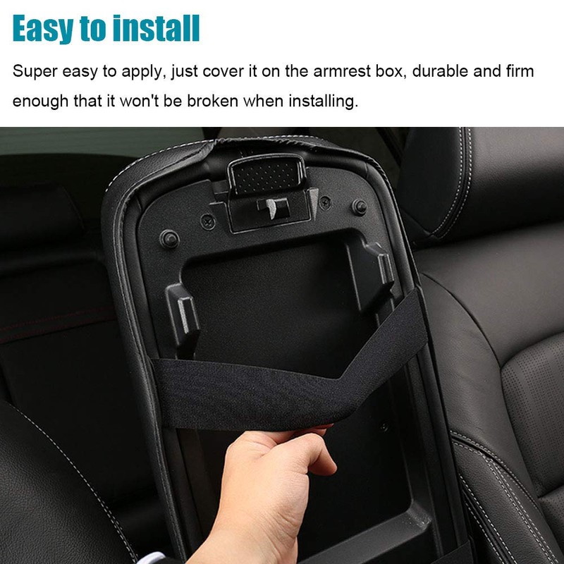 LEXLEY Armrest Box Cover Center Console Pad Waterproof Anti-Scratch Leather