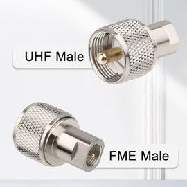 MOOKEERF 2 PCS FME Male to UHF PL-259 Male Adapter Connector Low Loss FME to PL259 Connector for CB Ham Radio Antenna