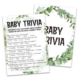 Huastatewolf Baby Shower Game Cards, Baby Trivia Game, Tropical Jungle Theme Party Cards for Gender Neutral Boys or Girls, Set of 30 Cards(Green002)