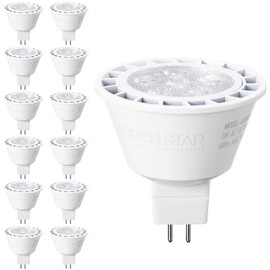 TORCHSTAR 12-Pack MR16 LED Bulb Dimmable, ‎Aluminum, GU5.3 7W 50W Equivalent, 3000K Warm White, Recessed Track Lighting Spot Lights, 490LM LED Bulb, UL Listed, 12V Low Voltage Light Bulbs