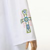 COSDREAMER Catholic Priest Alb Pleated Cross Pulpit Liturgical Cotta Vestment