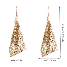 CHUNYANAN Metal Mesh Grid Sequins Gold Tassel Long Drop Dangle Earrings for Women Fashion Charm Tassel Earrings Jewelry Gift (Gold Tassel Long Drop Earrings)