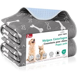 Pisi Bili Pack of 2 Reusable Puppy Pads Mat for Dogs, Cats, Guinea Pigs, Training Pads, Washable and Waterproof Blanket, Pet Urine Pad (70 x 100 cm, 2 Pieces)