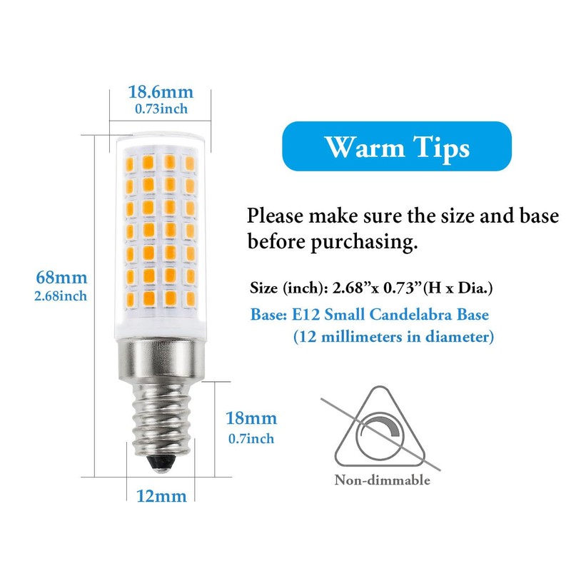 Greeogin 6-Pack E12 LED Bulb C7 Bulb 7W Equivalent to