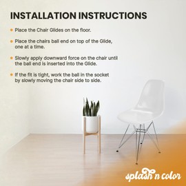 SplashNColor 16-Pack Chair Glides for Eames Eiffel Style Chairs, Durable Replacement Furniture Feet Easy to Install, Protects Floors from Scratches and Damage for Home and Office Use, Made in USA