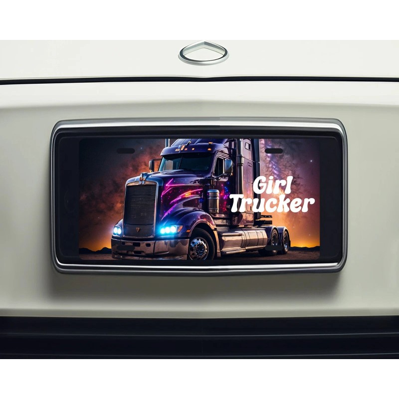 Twisted R Design Neon Semi Girl Trucker Front License Plate