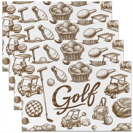 Feelyou Golf Placemats for Dining Table Indoor Outdoor Kitchen Golf Theme Placemats Set of 4 Sports Games Table Mats Placemat Golf Club Decor Table Place Mats Kitchen Dining Table 12"x18"