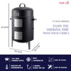 Realcook Vertical 17 Inch Steel Charcoal Smoker, Heavy Duty Round