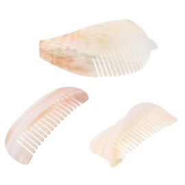 Gatuida 3pcs Natural Shell Hair Combs Pocket Sized Detangling Brushes for Women Unique Fish Designs for Wet Dry Hair Small